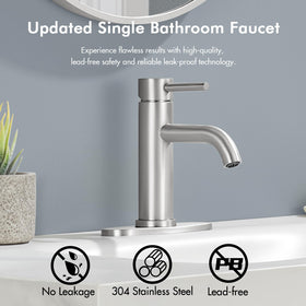 WINKEAR brushed-nickel faucet handle detail showcases smooth single-handle control