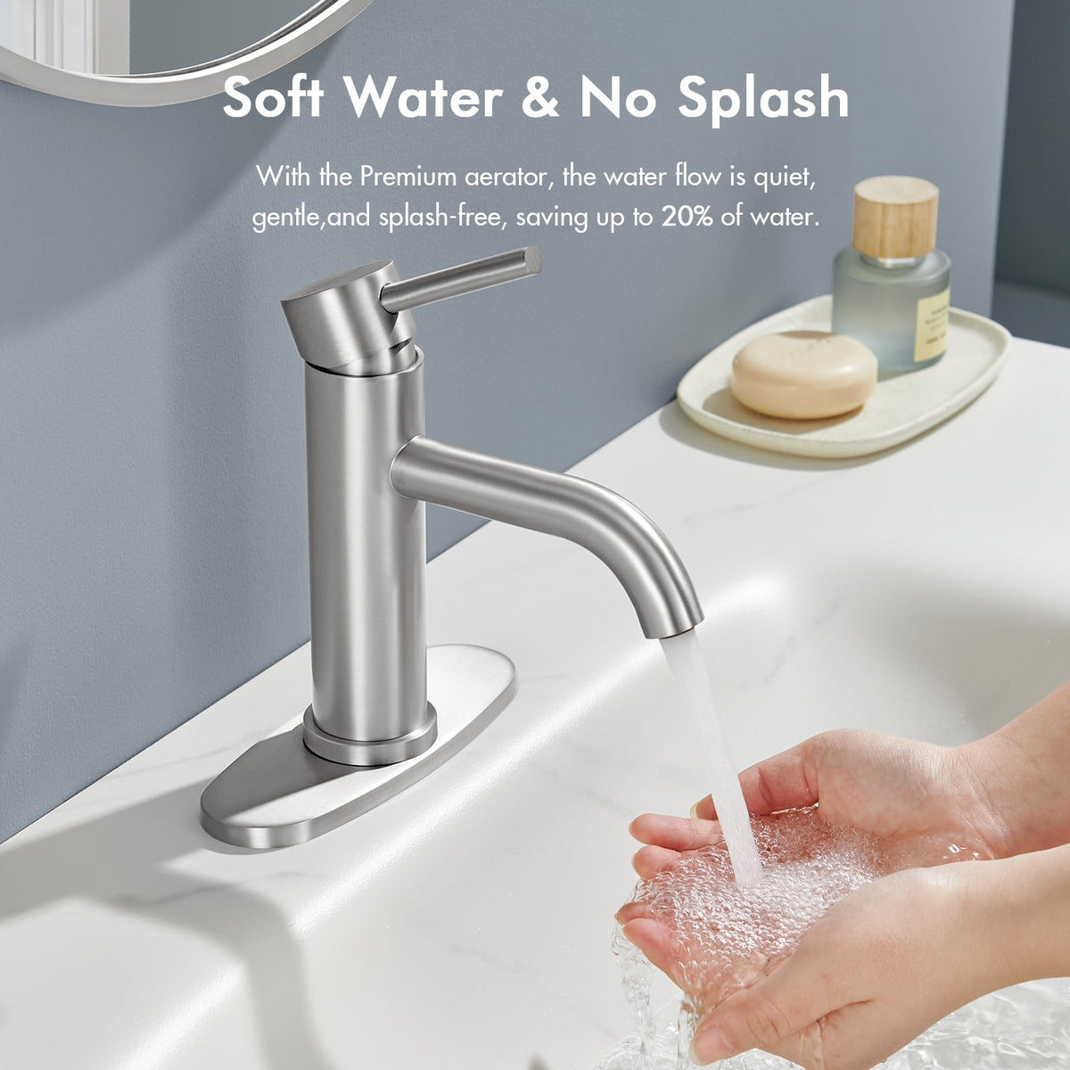 WINKEAR brushed-nickel faucet pop-up drain demonstrates easy waste management