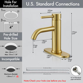 WINKEAR gold faucet in sink setup demonstrates 1 or 3-hole compatibility.