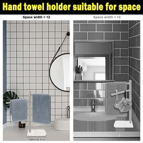 Brushed nickel finish detail on Winmien towel holder adds modern shine