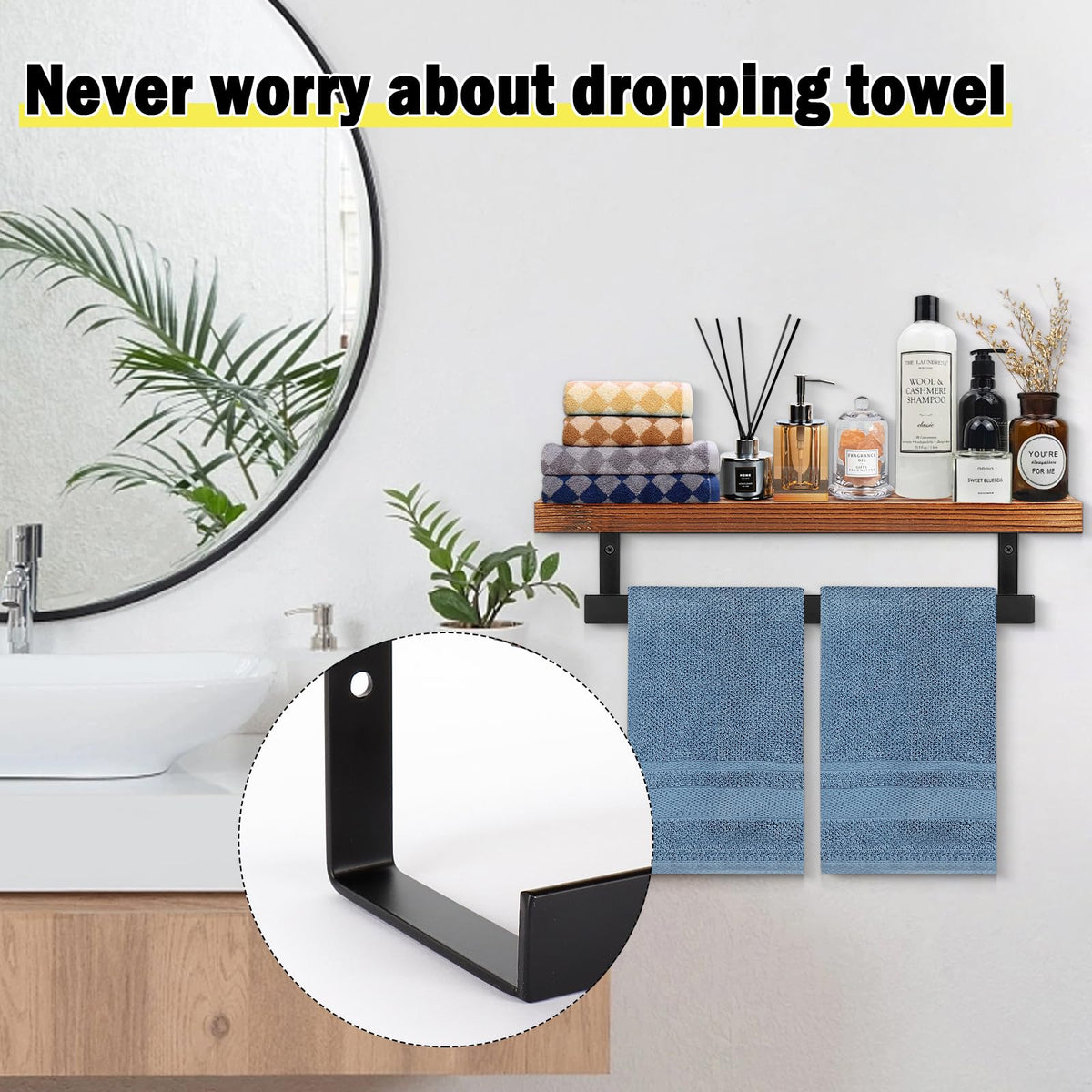 Winmien hand towel holder keeps towels organized and dry after use.