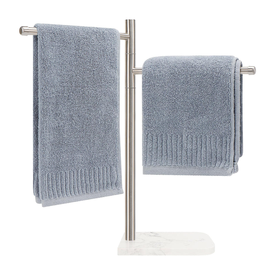 Winmien standing towel holder with marble base for stable bathroom organization