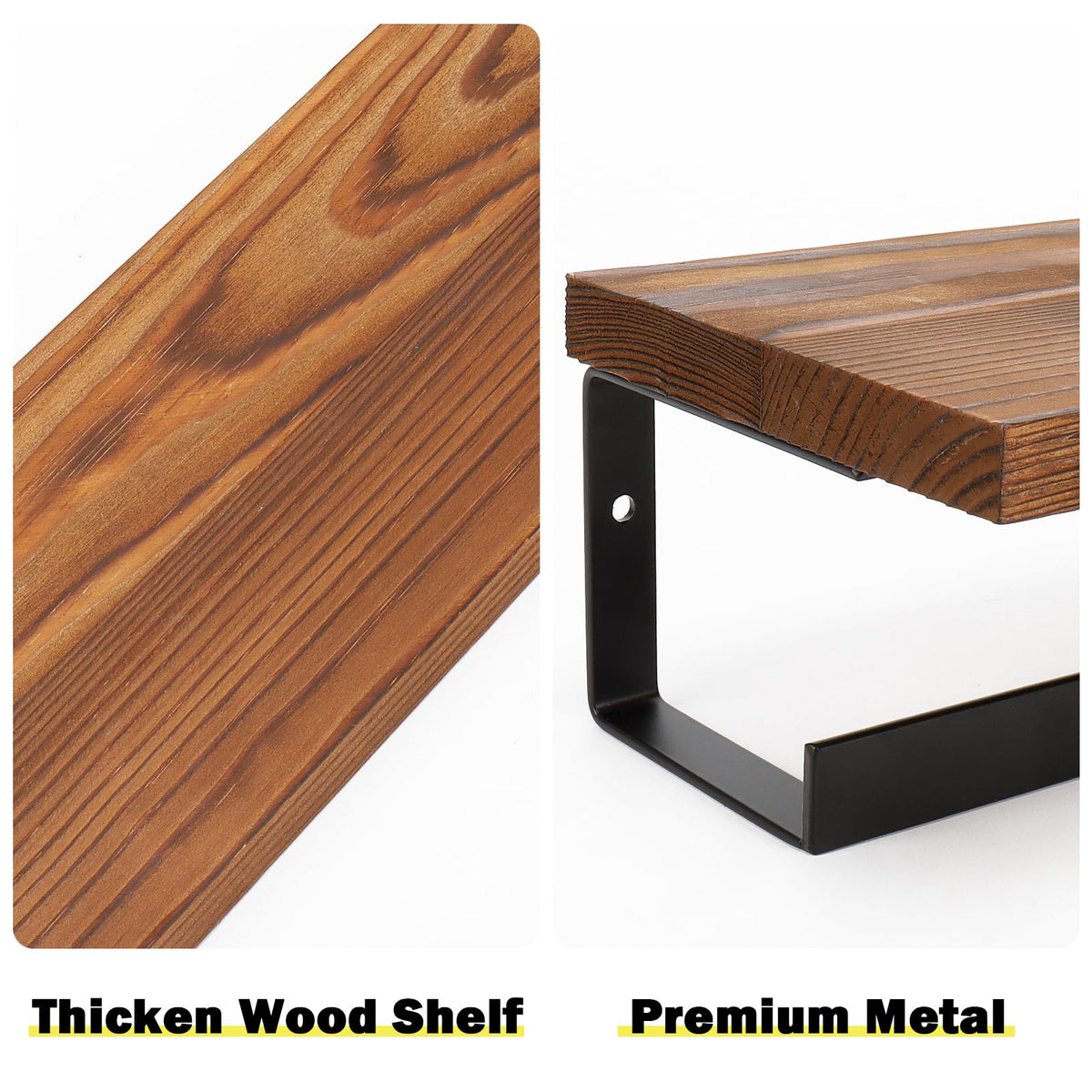 Winmien wooden shelf close-up shows natural grain and sturdy surface.