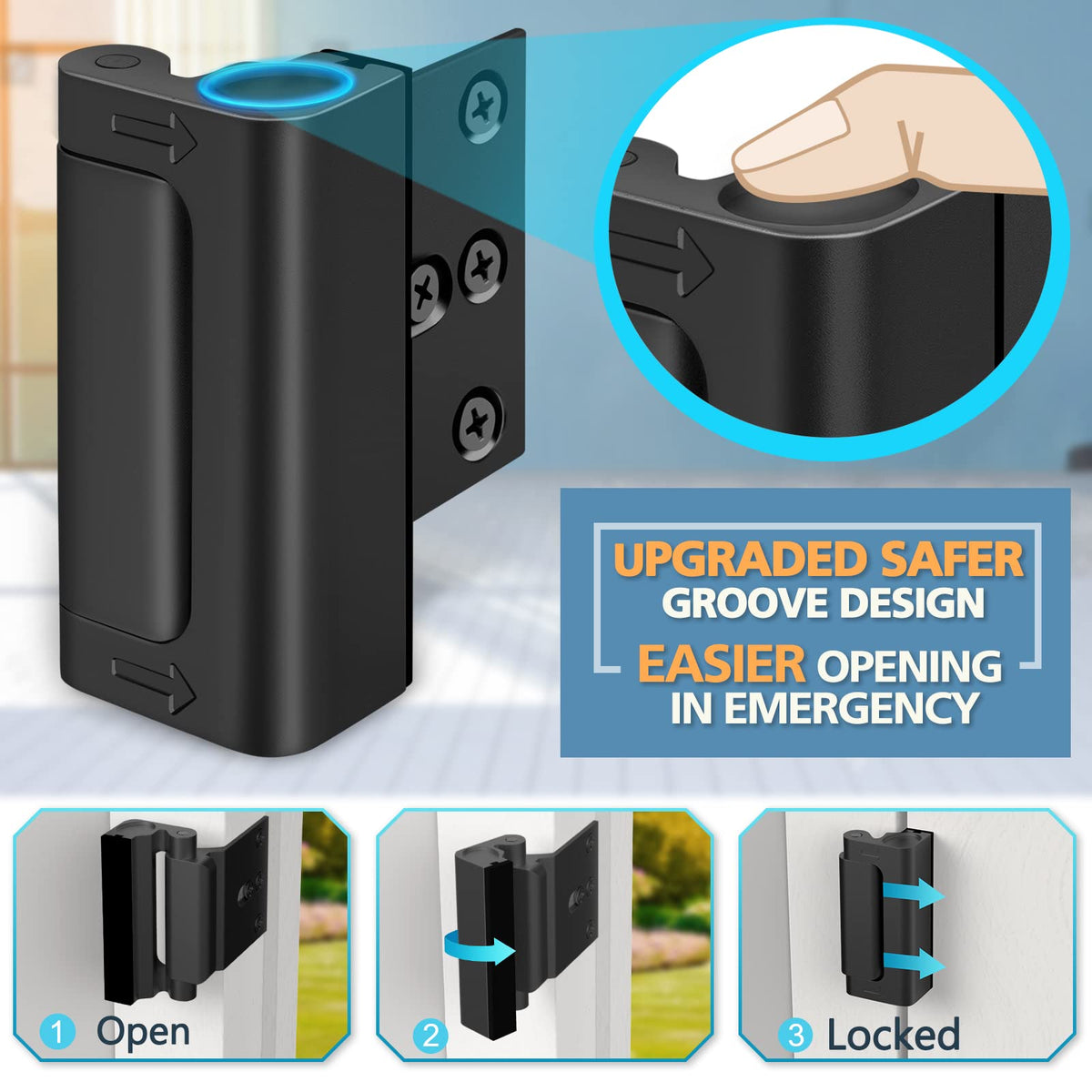 WINONLY installation guide image shows quick setup on inward-opening doors.