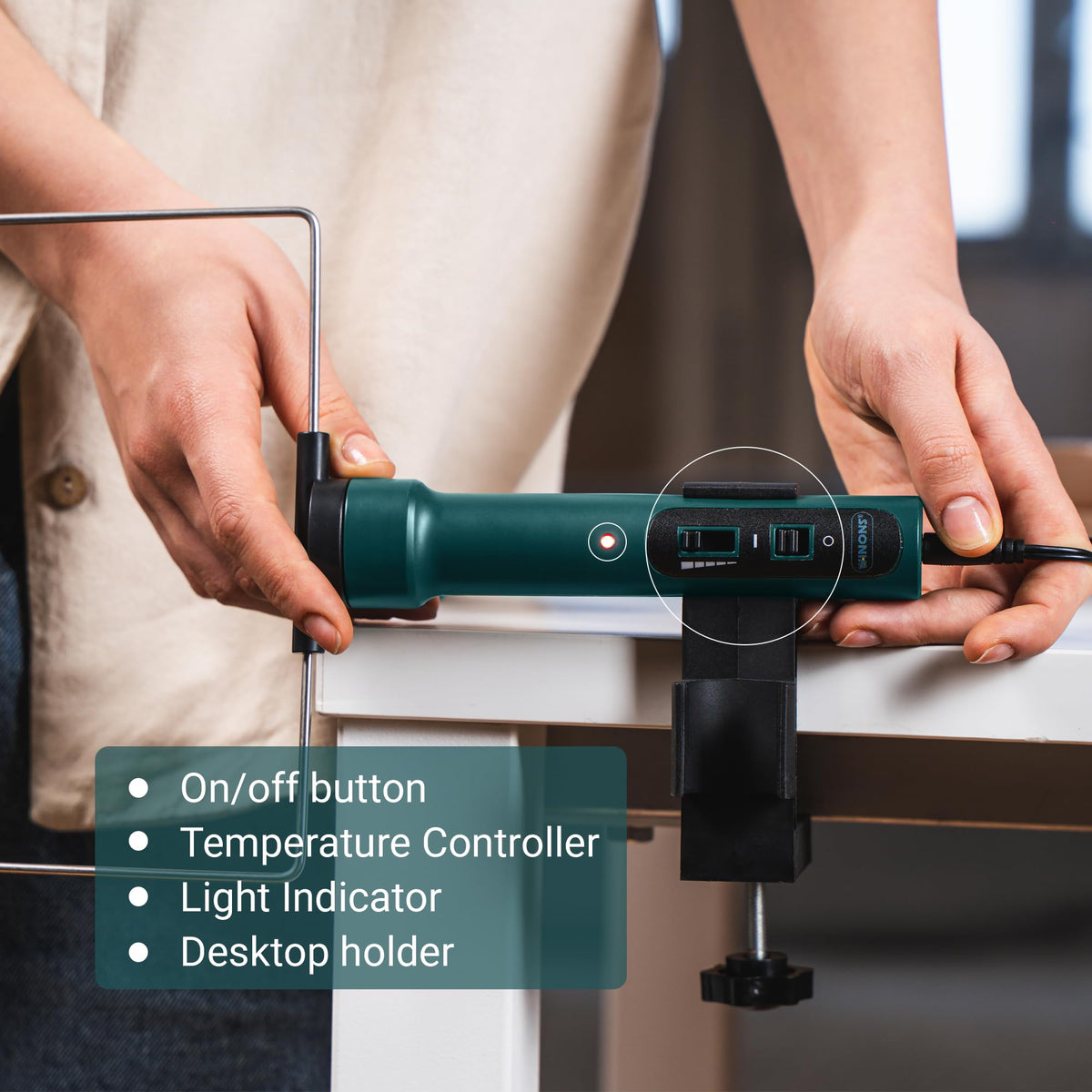 WINONS WFC0008 temperature controller panel enables controlled heat for cleaner foam edges.