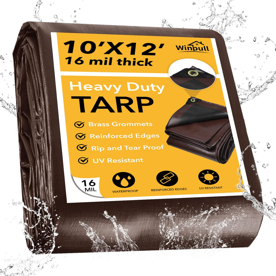 Winpull Tarp 10x12FT cover protects gear outdoors from rain and sun