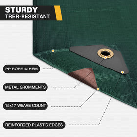 Winpull tarp edge reinforcement closeup shows tear resistance along all sides