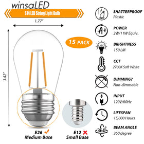winsaLED S14 bulb waterproof and shatterproof for outdoor use