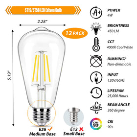 winsaLED four filaments visible inside clear glass for a neutral, flicker-free glow.