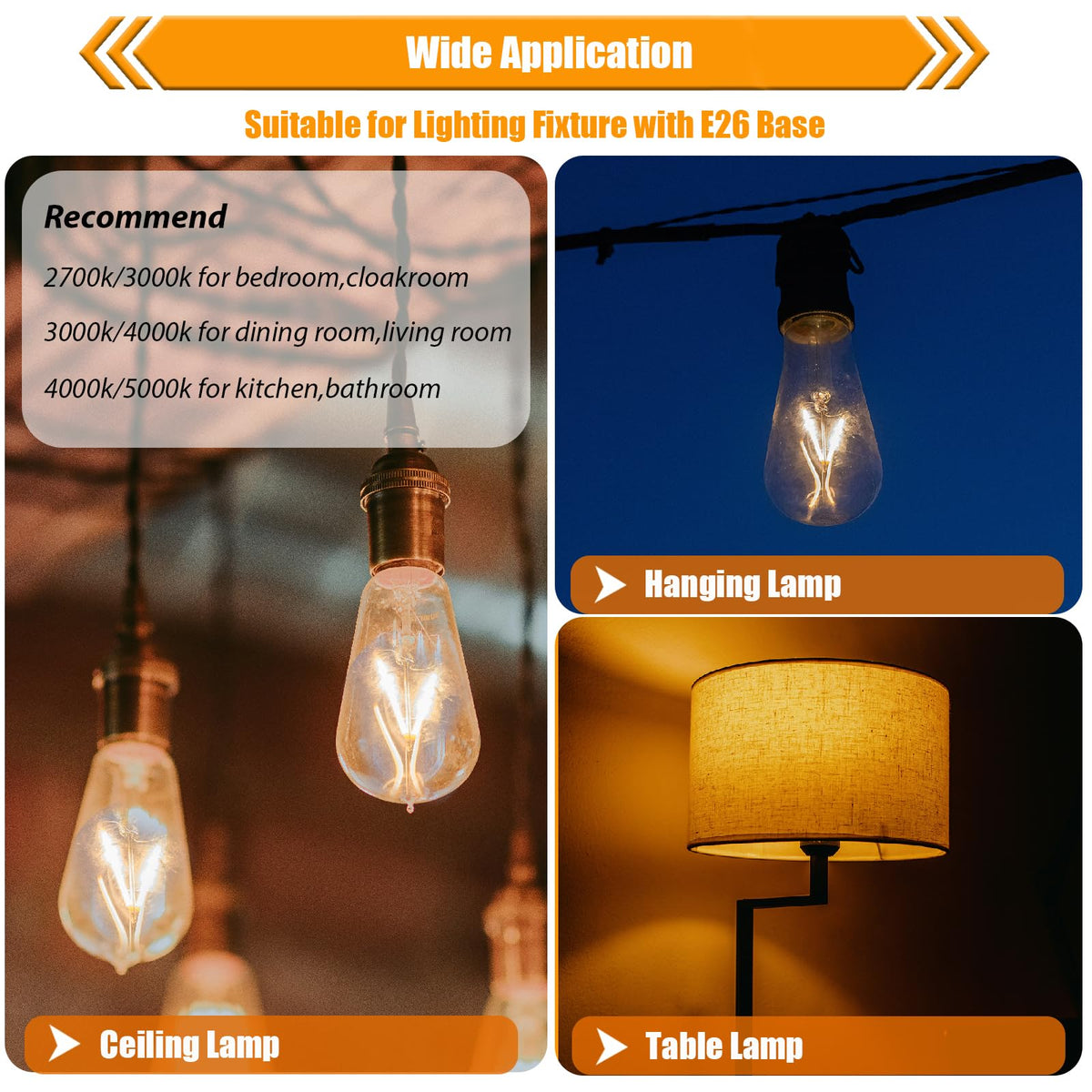 winsaLED clear glass shade shows classic Edison style illumination
