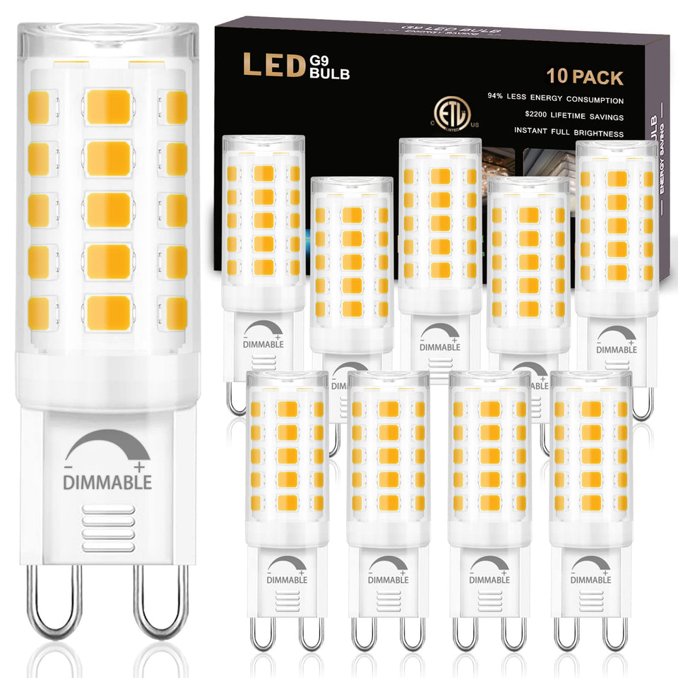Winshine 10-pack dimmable G9 LED bulbs deliver 3000K warm white lighting.