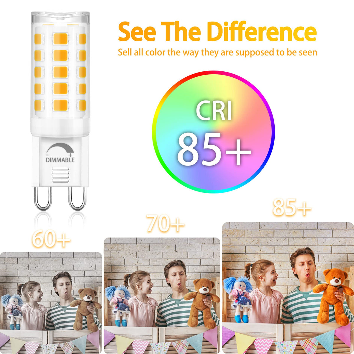 Winshine G9 LED with CRI 85+ renders colors accurately.