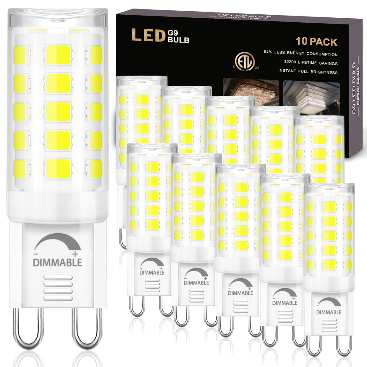 Winshine G9 LED bulb pack front view highlighting daylight 6000K efficiency