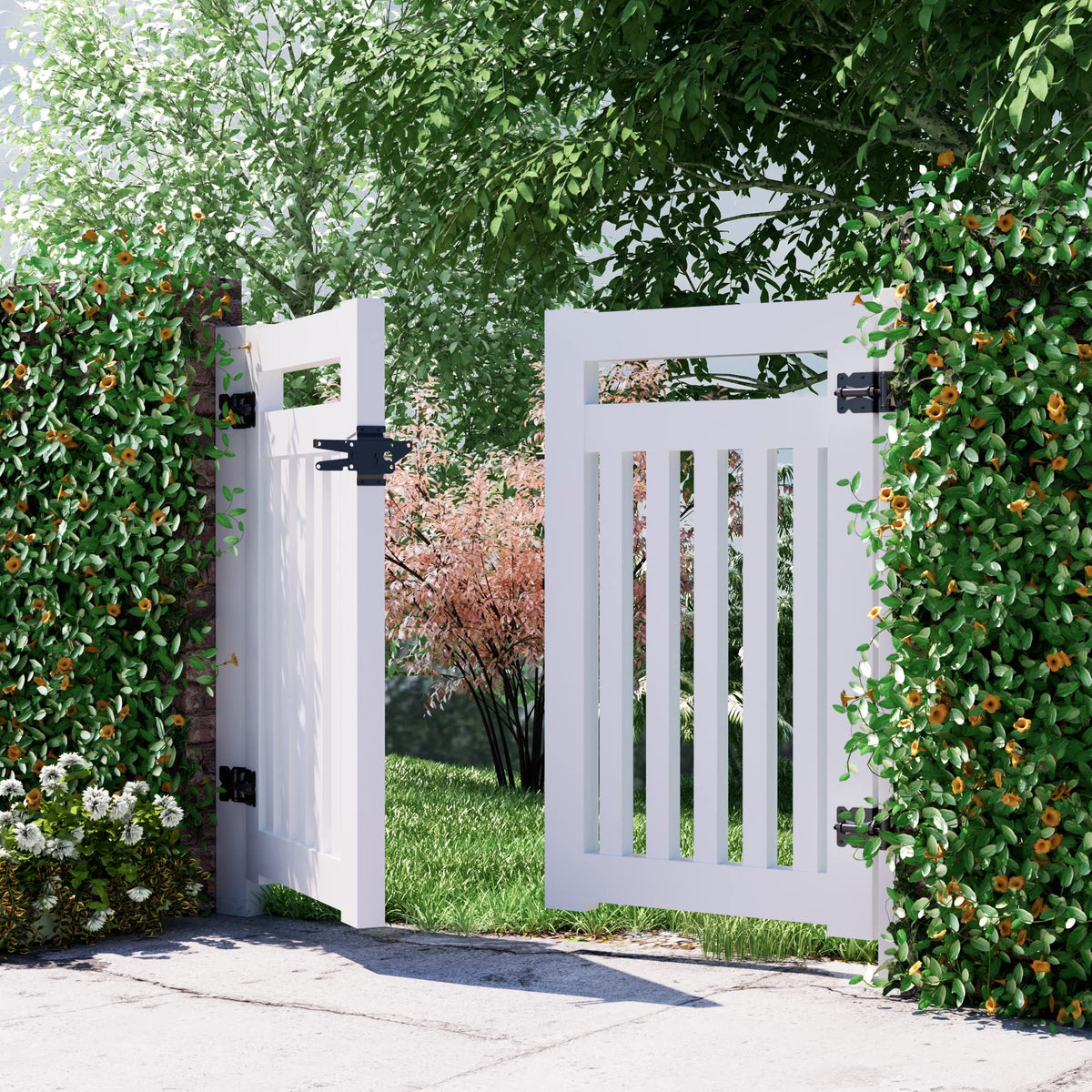 WINSOON automatic gate latch shown for convenient self-latching on heavy doors.