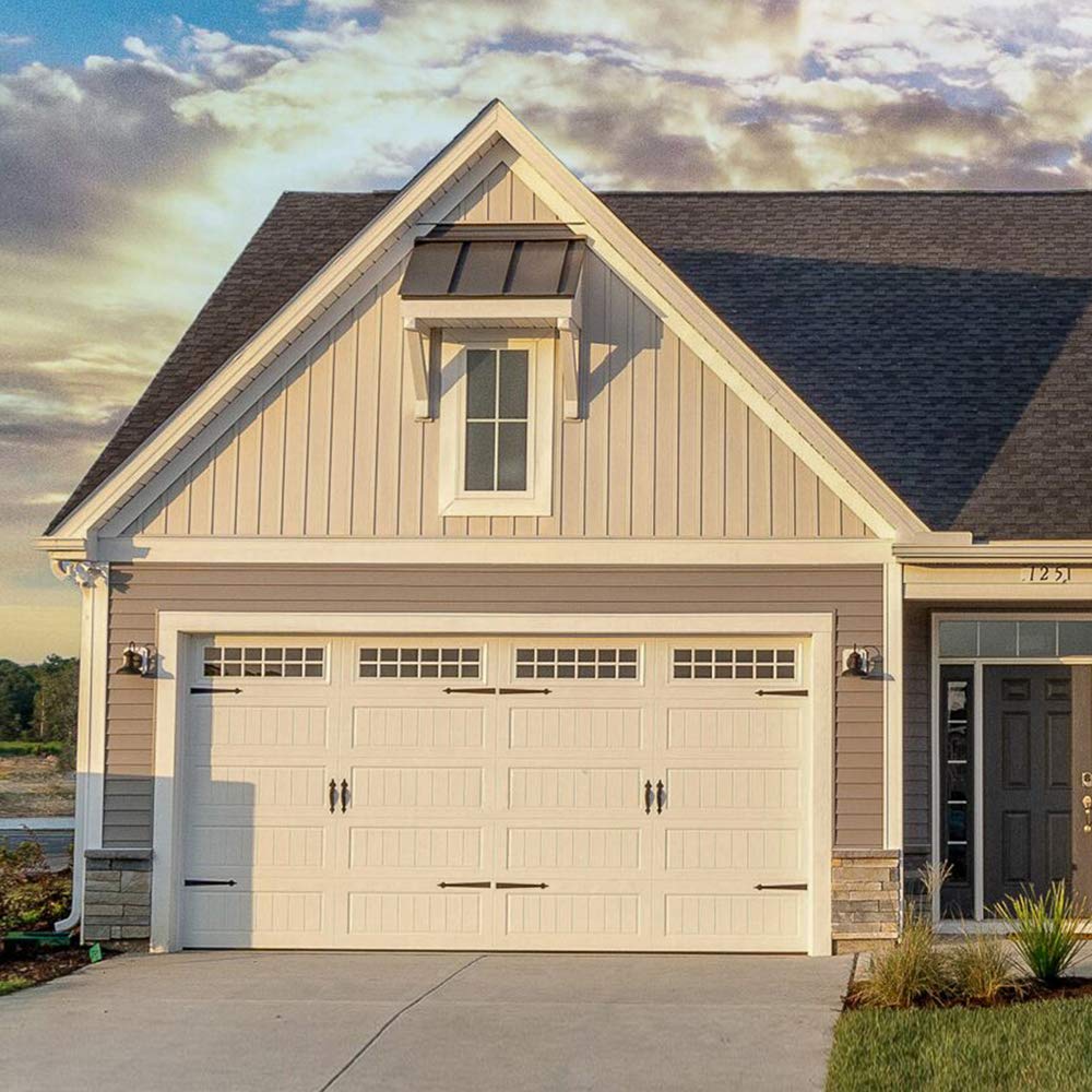 WINSOON black metal garage hinge in outdoor setting for durable exterior decor.