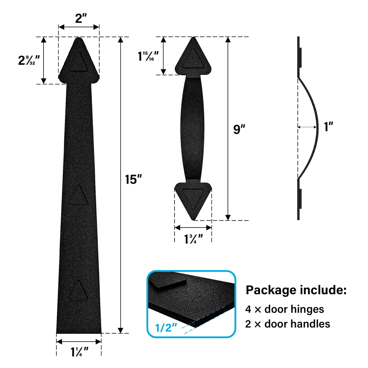 WINSOON decorative handle close-up in black adds curb appeal and easy styling.
