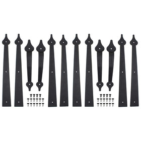 WINSOON garage door hinges close-up, sturdy black metal for durable carriage-style decor.