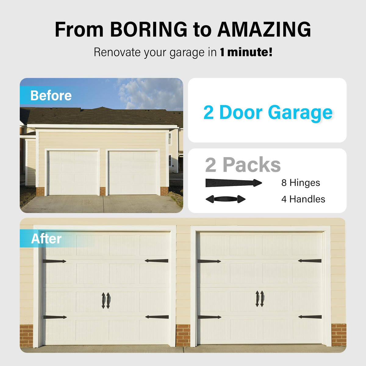 WINSOON two-car garage door accents enhancing curb appeal