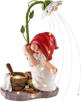 WINTS colorful yard gnome decor brightening evenings.