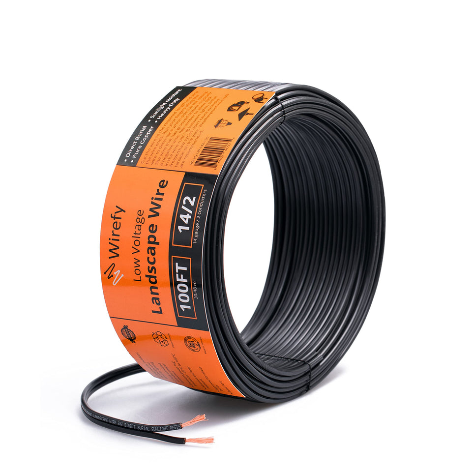 Wirefy 14/2 low voltage wire spool for easy outdoor lighting installation