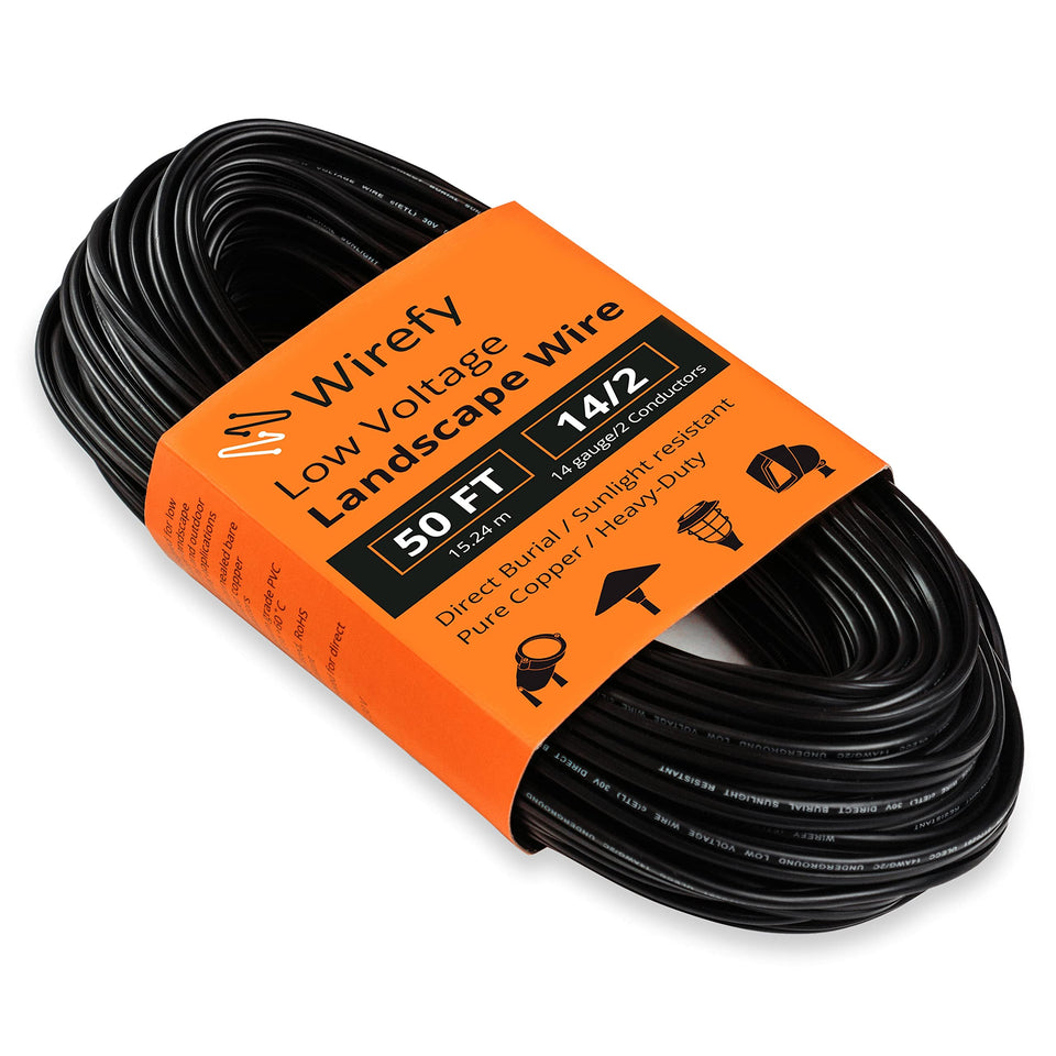 Wirefy 14/2 low-voltage 50ft spool for simple outdoor lighting setup