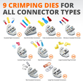 Wirefy Crimping Tool Set die change with magnetic lock enables quick, tool-free die swaps