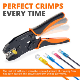 Wirefy quick-release lever for fast resets on multi-crimp tasks.
