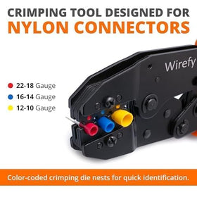 Wirefy ratcheting wire crimping tool with ergonomic grip for reliable crimps.