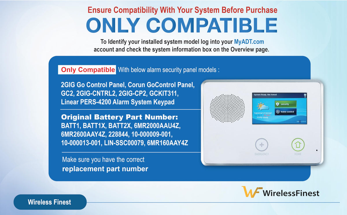 WirelessFinest 2000mAh batt2x easy-install supports quick DIY maintenance.