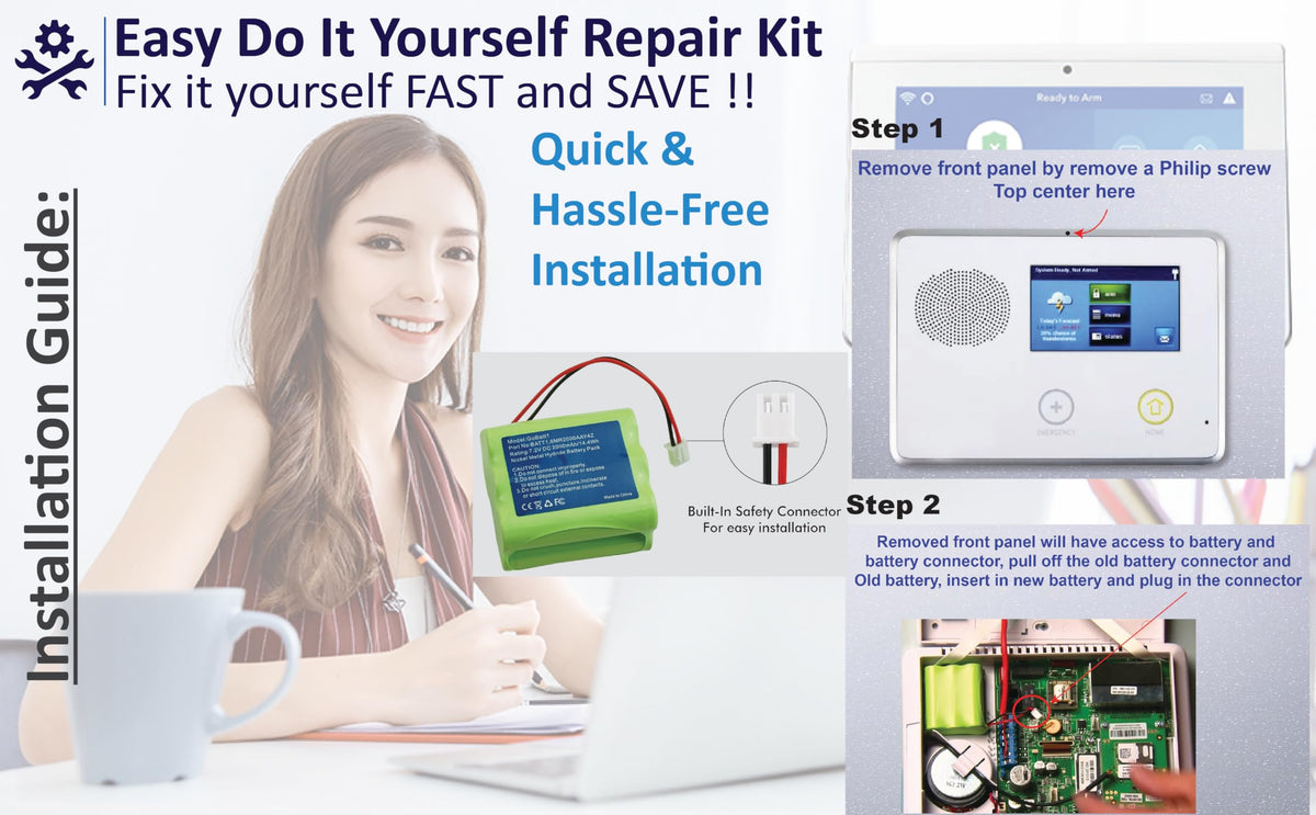 WirelessFinest 2000mAh DIY replacement kit for easy home installation.