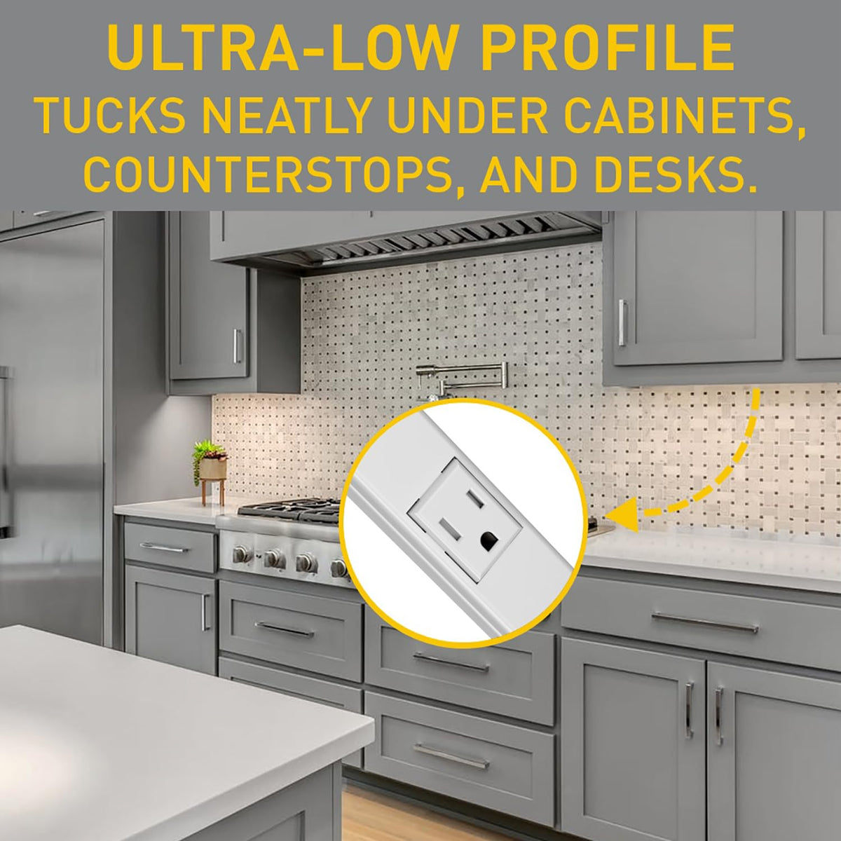Wiremold Plugmold 6-outlet white showing six sockets in a clean configuration