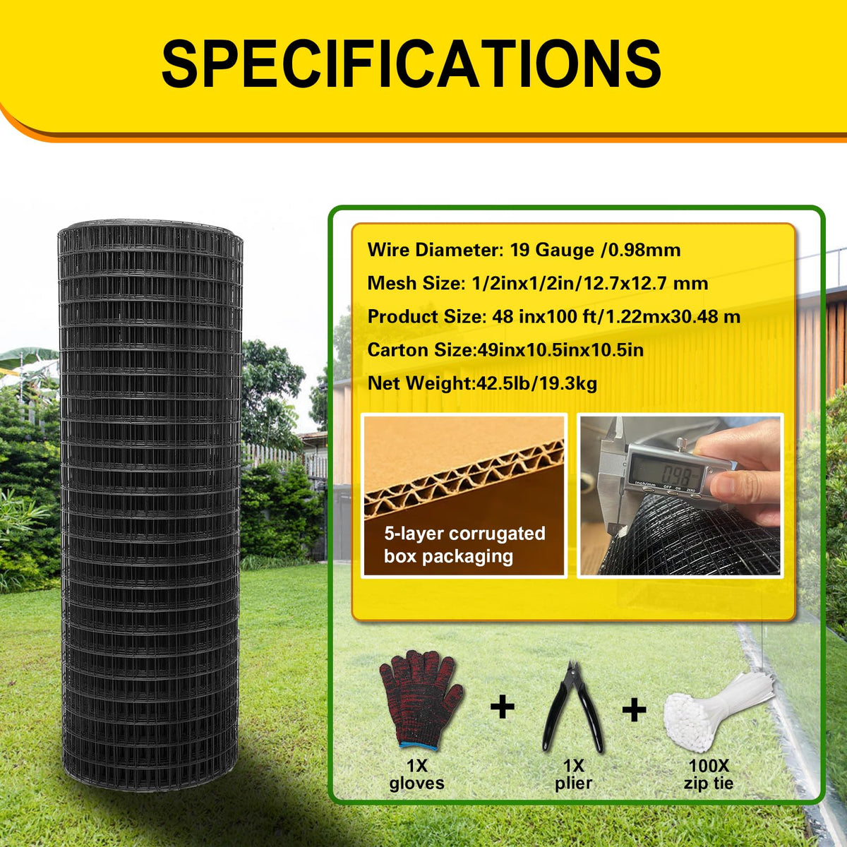 Wirewonders halfinch mesh closeup shows tight openings ideal for protecting small pets and gardens.