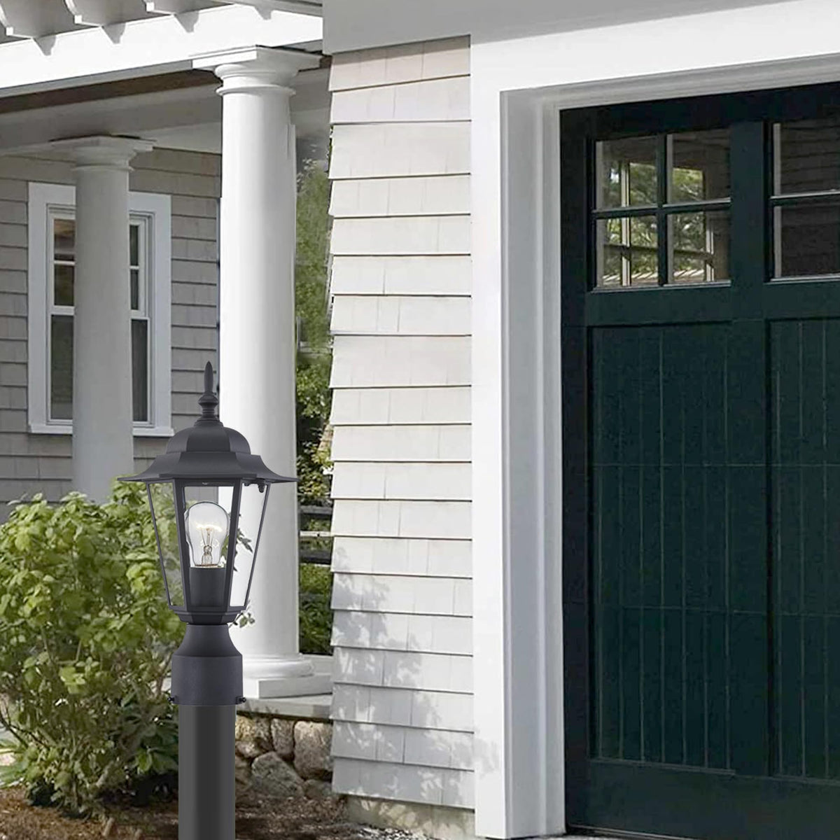 WISBEAM outdoor post light black-finish offers versatile porch decoration.