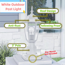 WISBEAM white post light front view shows modern curb appeal