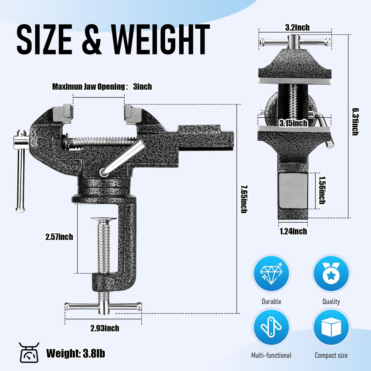 Wiselifetech Table Vice 360° base rotation enables multi-angle positioning