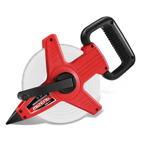 WISEUP 300 ft open-reel tape measure with dual units for quick layout