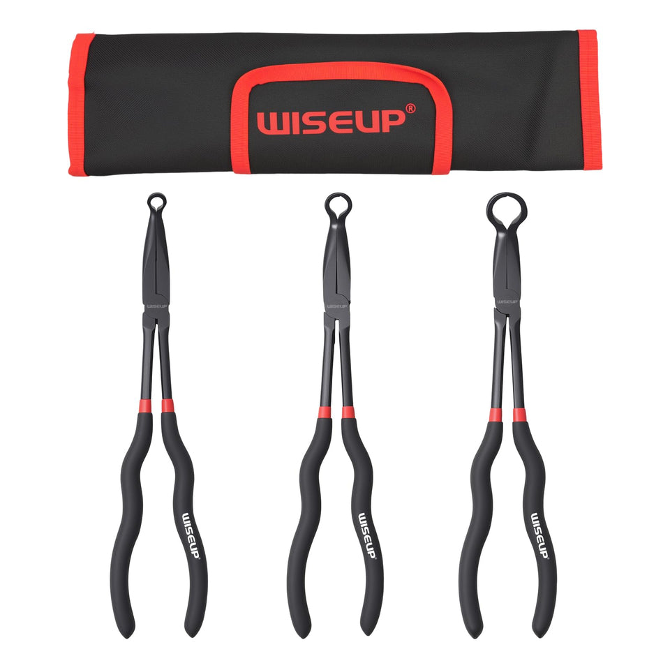 WISEUP 3-piece 11-inch long-reach pliers for accessing tight hose fittings