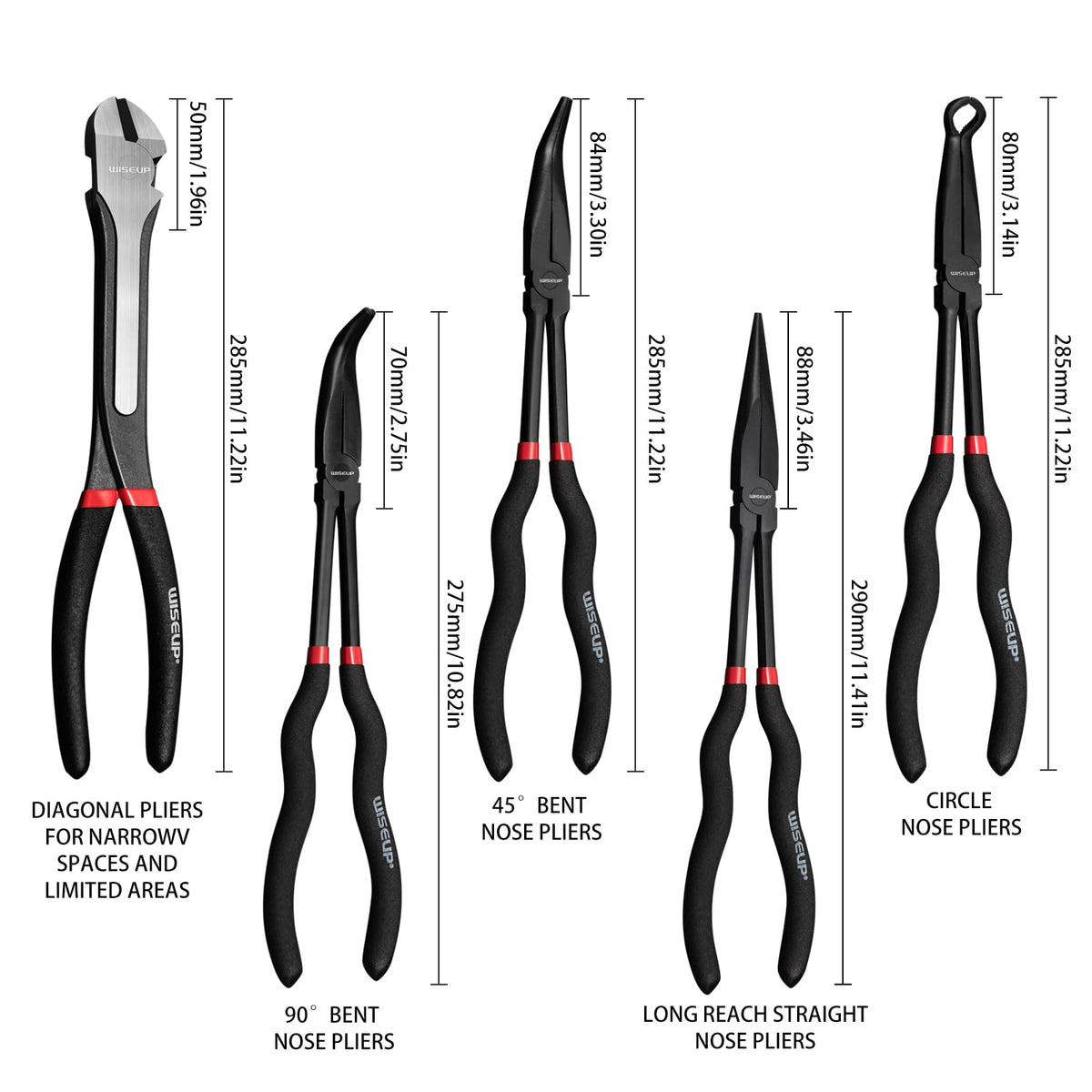 WISEUP 45-degree bent nose plier for ergonomic angles