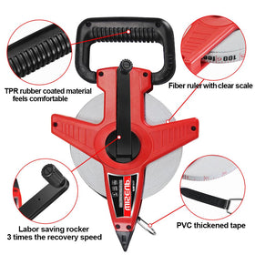 WISEUP dual-sided metric and feet tape supports versatile carpentry measurements
