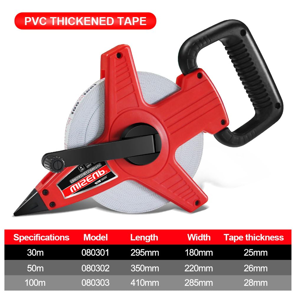 WISEUP fiberglass tape material resists stretch for accurate long-distance readings