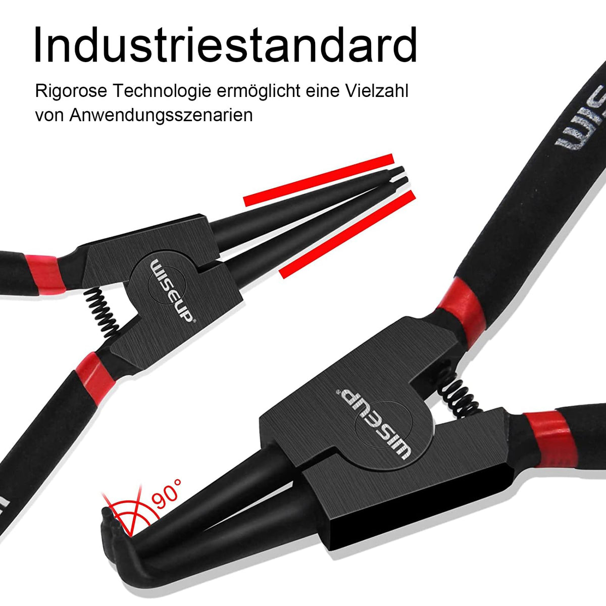 WISEUP Snap Ring Pliers internal straight jaws for precise seating.