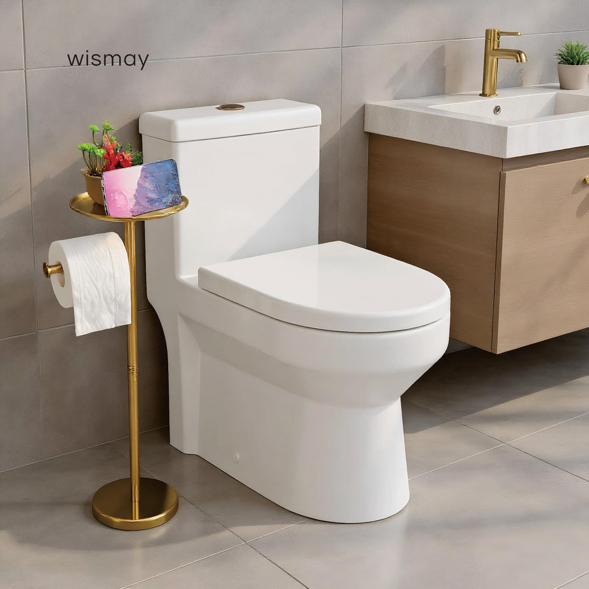Wismay 5-roll capacity keeps extra rolls within reach.
