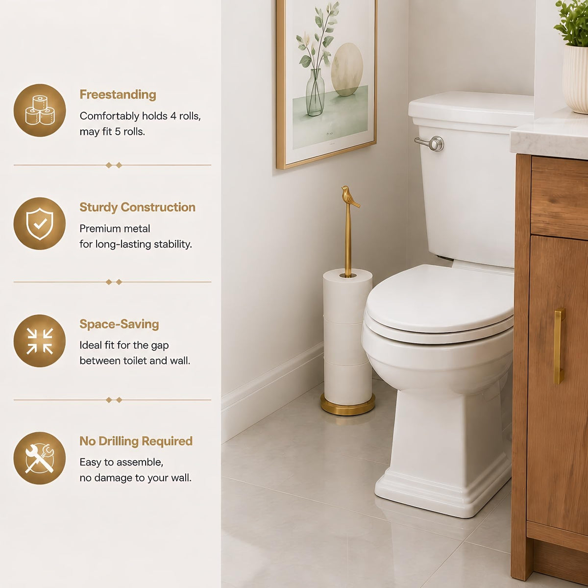 Wismay stainless steel construction ensures durable bathroom use.