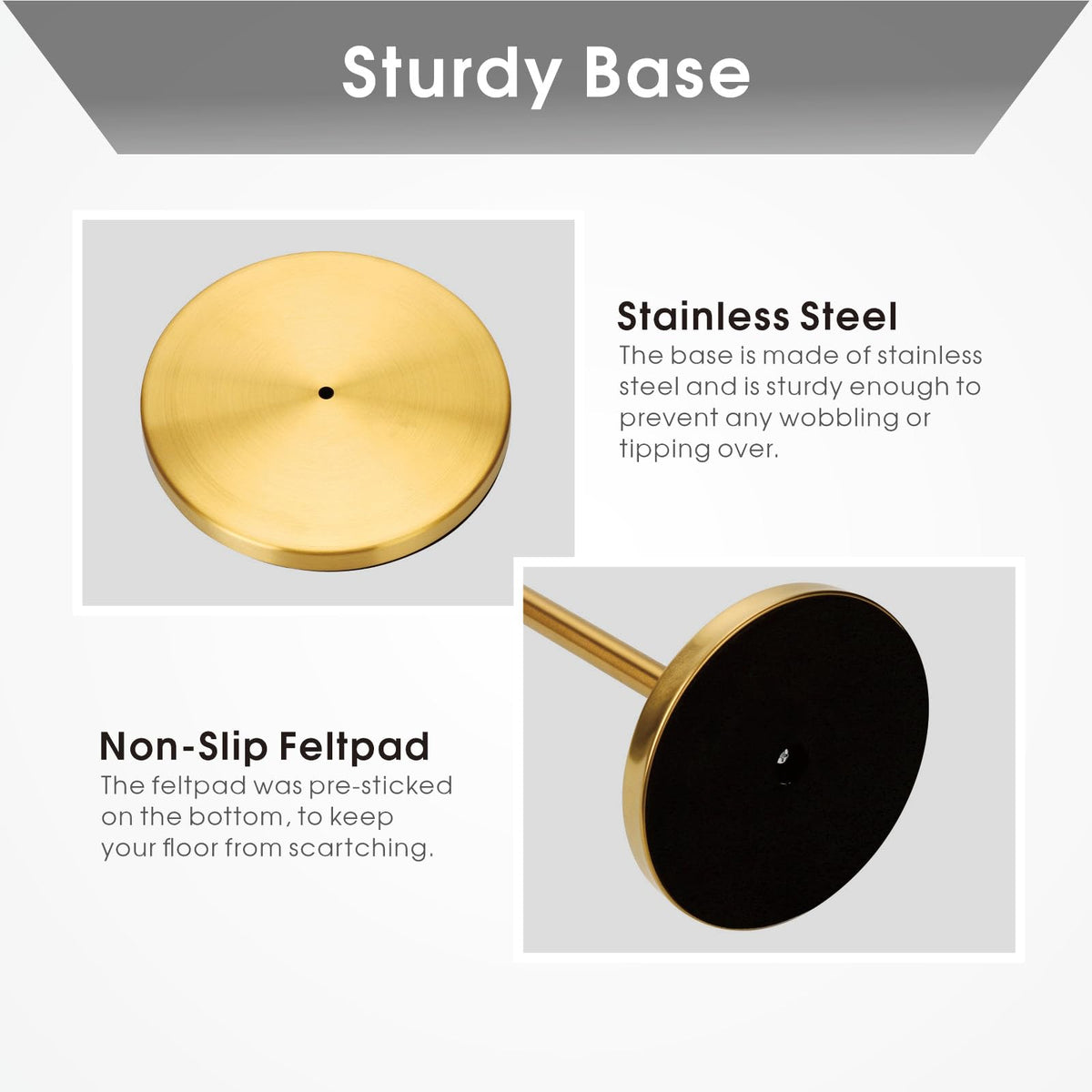 Wismay brushed gold rod design allows smooth roll changes.