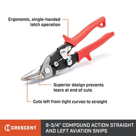 Wiss Crescent MetalMaster red-handled left cut for quick control