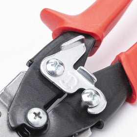 Crescent Wiss MetalMaster serrated blades grip material for stabilized cutting.
