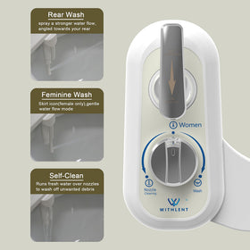W WITHLENT dual nozzle front and rear wash offers targeted cleansing and comfort