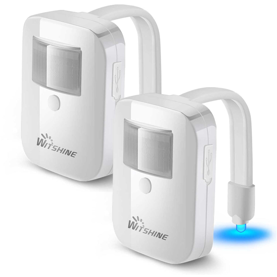 Witshine 2-pack toilet night lights on front view illuminate safely at night
