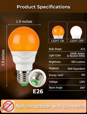 Wivety 4-pack amber LED bulbs for easy room lighting.