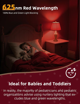 Wivety 625nm red light bulb provides warm red illumination.